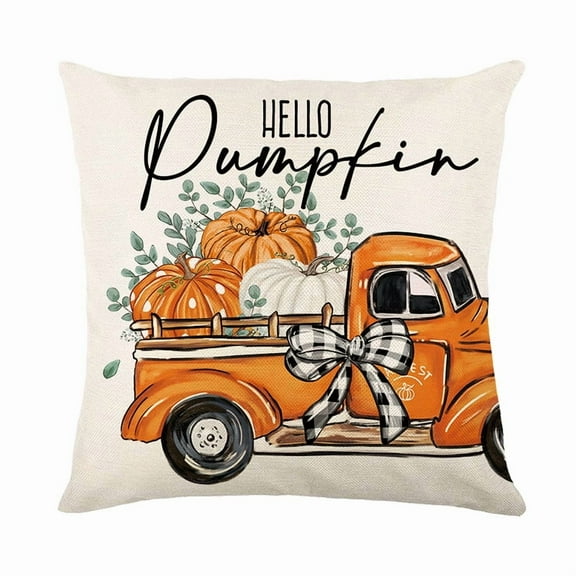 DizeyBoyo Fall Pillow Covers 18x18 Fall Decor Maple Leaf Pumpkin Truck Bless Home Decor Fall Pillow Covers, Polyester Cushion Case Gifts Fall Decorations for Home