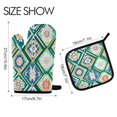 thumbnail image 2 of Yayeee Oven Mitts and Pot Holder Set of 2 Heat Resistant Kitchen Gloves Baking Hot Pad, Green Geometric Flowers, 2 of 5