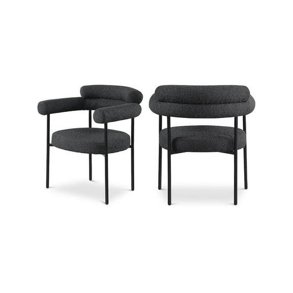 Meridian Furniture Blake Black Boucle Fabric Dining Chair Set of 2