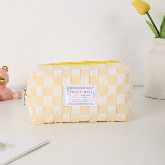 Large Capacity Travel Makeup Bag, Portable Cosmetic Organizer Pouch, Sturdy Metal Frame with Wide Opening, Fabric Material with Zipper Closure and Side Carry Handle