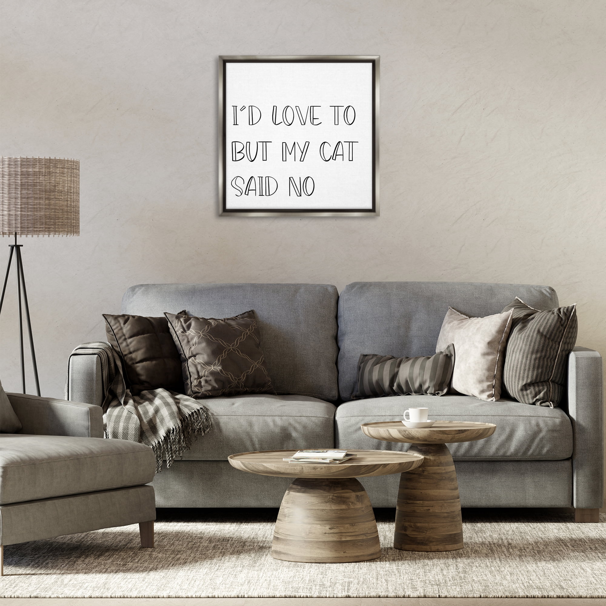 Stupell Industries My Cat Said No Text & Numbers Painting Gray Floater Framed Canvas Art Print Wall Art, 25 x 25