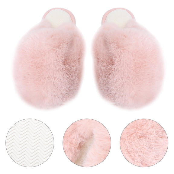 Homoyoyo 1 Pair Plush Winter Slippers for Indoor Use with Warm Fleece Lining and Non-Skid PVC Sole