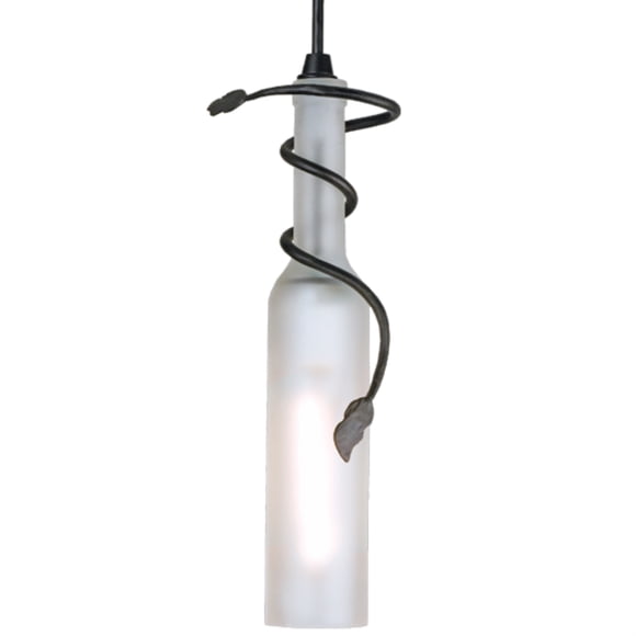 2"W Tuscan Vineyard Frosted White Wine Bottle Mini Pendant