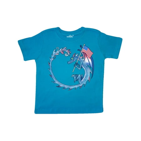 

Inktastic Dragon with American Flag Gift Toddler Boy or Toddler Girl T-Shirt