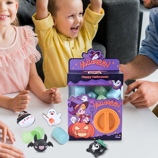 Uuiauoio Halloween Mini Capsule Toy Machine with 6 Random Surprise Eggs, for Trick-or-Treat and Classroom Events, Halloween Figurines for Party Gift