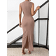 thumbnail image 5 of Vestido Ajustado Fruncido para Mujer Color Caqui Talla S, 5 of 7