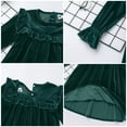 thumbnail image 2 of OBEEII Toddlers Baby Girls Fall Long Sleeve Solid Color Ruffled Velvet Dress Baby Girls Cake Smash Dress Wedding Flower Girl Dress 6-7 Years Lace dark green, 2 of 10