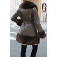 thumbnail image 4 of Giolshon Women's Faux Leather Jacket Sherpa-Lined Coat Winter Warm Parka Overcoat with Belt, 4 of 4