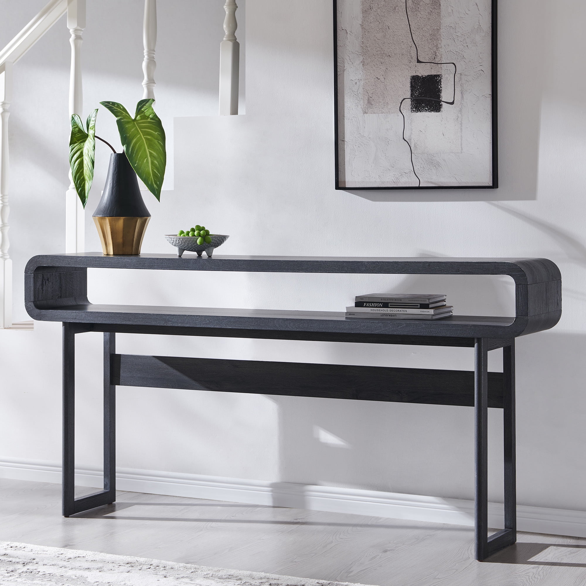 SinCiDo 63" Long Console Table for Entryway w/Open Storage Shelf, Sofa Table Behind Couch, Modern Entryway Table for Living Room, Hallway
