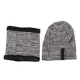 thumbnail image 1 of Bienvenido Hombres Gorro Bufanda Cálido A Prueba de Viento Elástico Engrosado Forro Polar Invierno Gorro de Punto Conjunto para Montar Senderismo Esquí Gris, 1 of 8