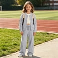 thumbnail image 6 of Girls Solid Wide Leg Sweatpants, Elastic Drawstring High Waist Loose Long Casual Trousers with Side Pockets, Soft Knit Pants for Big Kids School Daily Wear(Light Gray,7-8 Years), 6 of 6