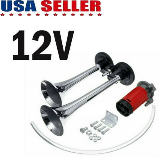Zone Tech Air Horn Dual Trumpet Truck Loud 12v Train Car Kit Compressor 115DB