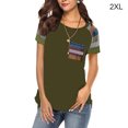 thumbnail image 1 of tredstone Femmes T-Shirt Manches Courtes Col Rond Top Poche à Rayures T-Shirt, Vert, XXL, 1 of 5