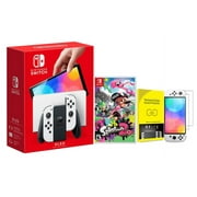 Newest Nintendo Switch (OLED Model) White Joy Con 64GB Console With Splatoon 2 And Screen Protector Bundle