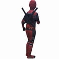 thumbnail image 5 of Full Body Bodysuit Costume Red and Black Superhero Style Polyester Fabric with Hidden Zipper for Halloween Party Stage Performance Comic Con Event for Unisex Adults Red 100, 5 of 6