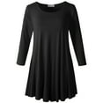 thumbnail image 4 of LARACE 3/4 Sleeve Shirts for Women Plus Size Tunic Dressy Top Loose Fit Flare T-Shirt Black 4X, 4 of 7
