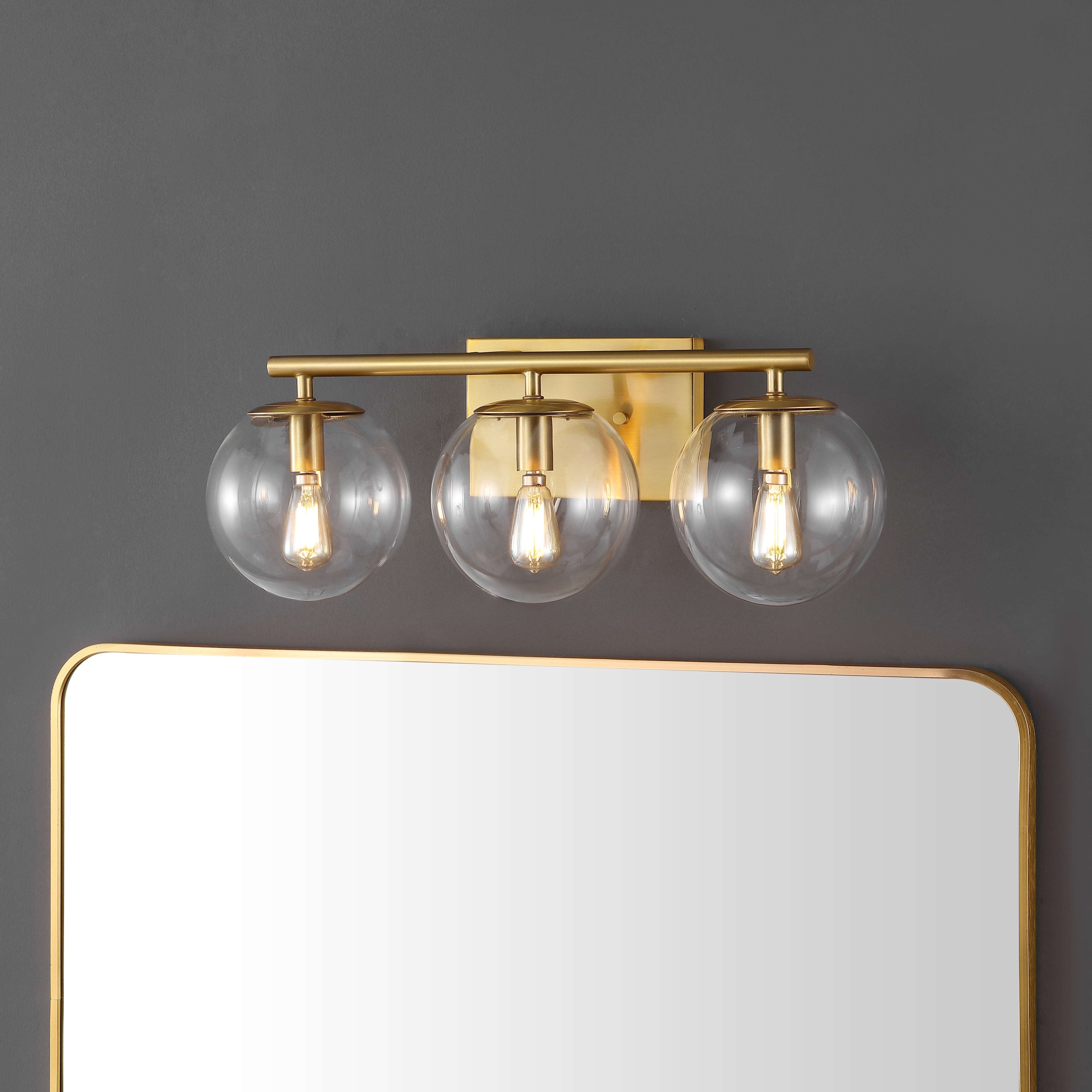 Safavieh Charlene Industrial 3-Light LED Brass Wall Sconce