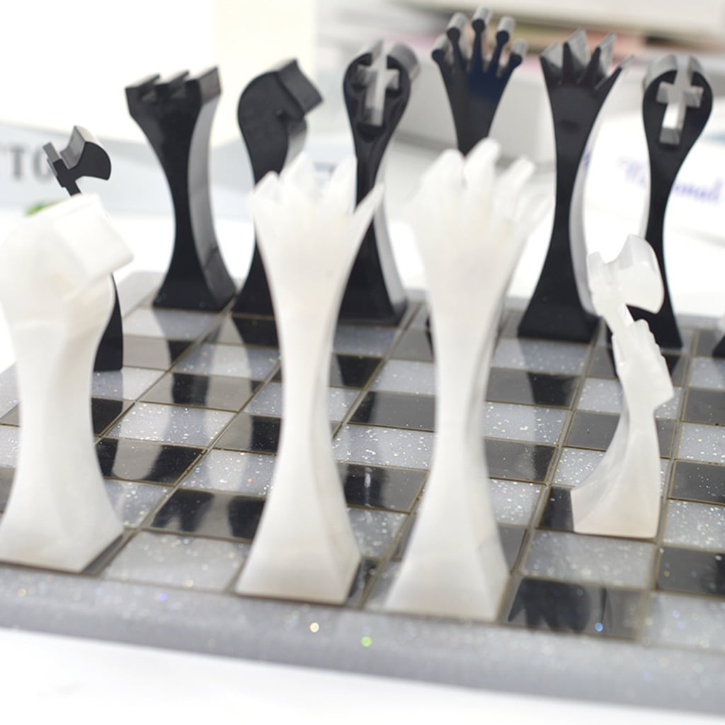 Handmade Chess Set and Checker Game Board Resin Casting Mold International Checkers Toy Silicone Mould Epoxy Resin Craft