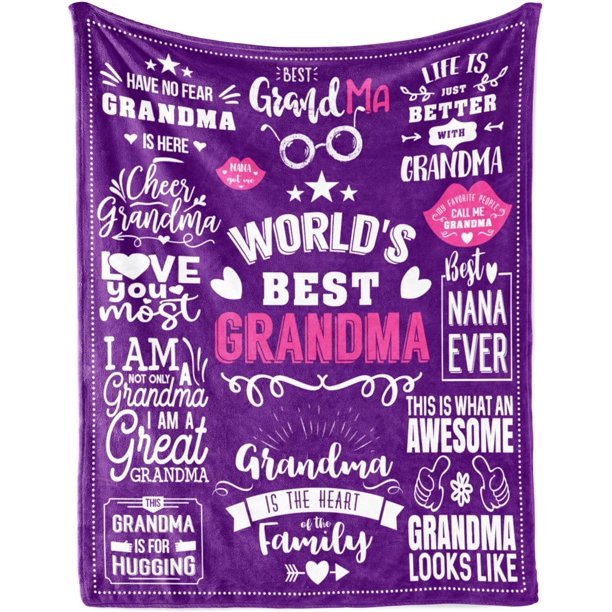 LHSHID Grandma Blanket for Grandma from Granddaughter Grandson or Grandkids Soft Throw Blanket Ideal for Birthday Mother's Day Christmas & Valentine's Day 50"x60"