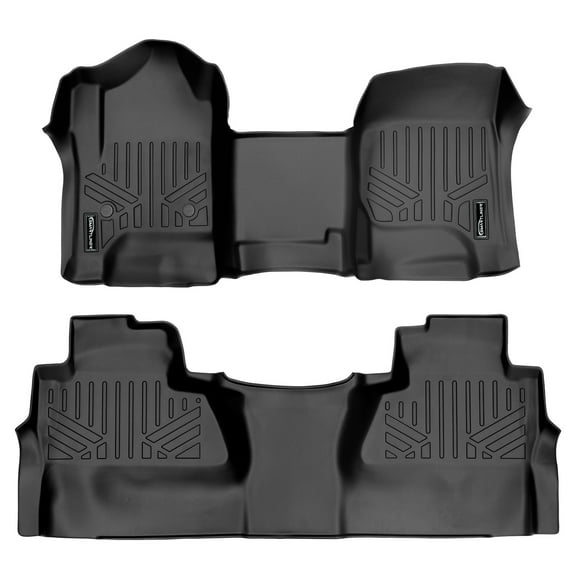 SMARTLINER 2 Rows Custom Fit Floor Liners Compatible with 2014 - 2018 Chevrolet Silverado 1500 Crew Cab