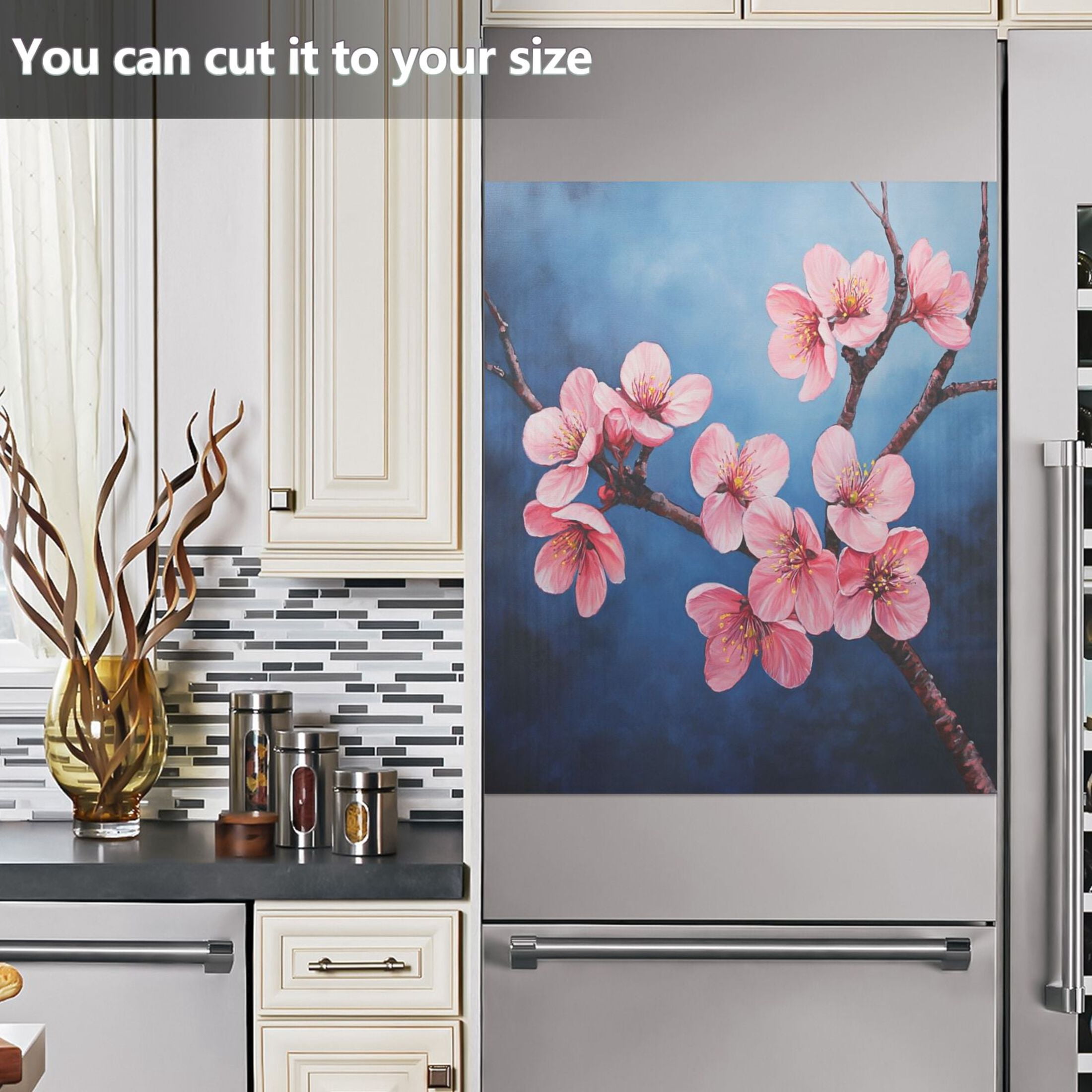 Dishwasher Magnetic Sticker 23x26 Inch Refrigerator Magnetic Sticker Washing Machine Magnetic Sticker Kitchen Panel Magnetic Sticker Home Decor Super Cute Cherry Blossom