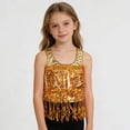 thumbnail image 5 of YMNXA Big Kids Girls Tank Top Sleeveless Round Neck Sparkly Fringe Comfortable Fashion Vest For Party And Performance Gold 14-17 Years, 5 of 5