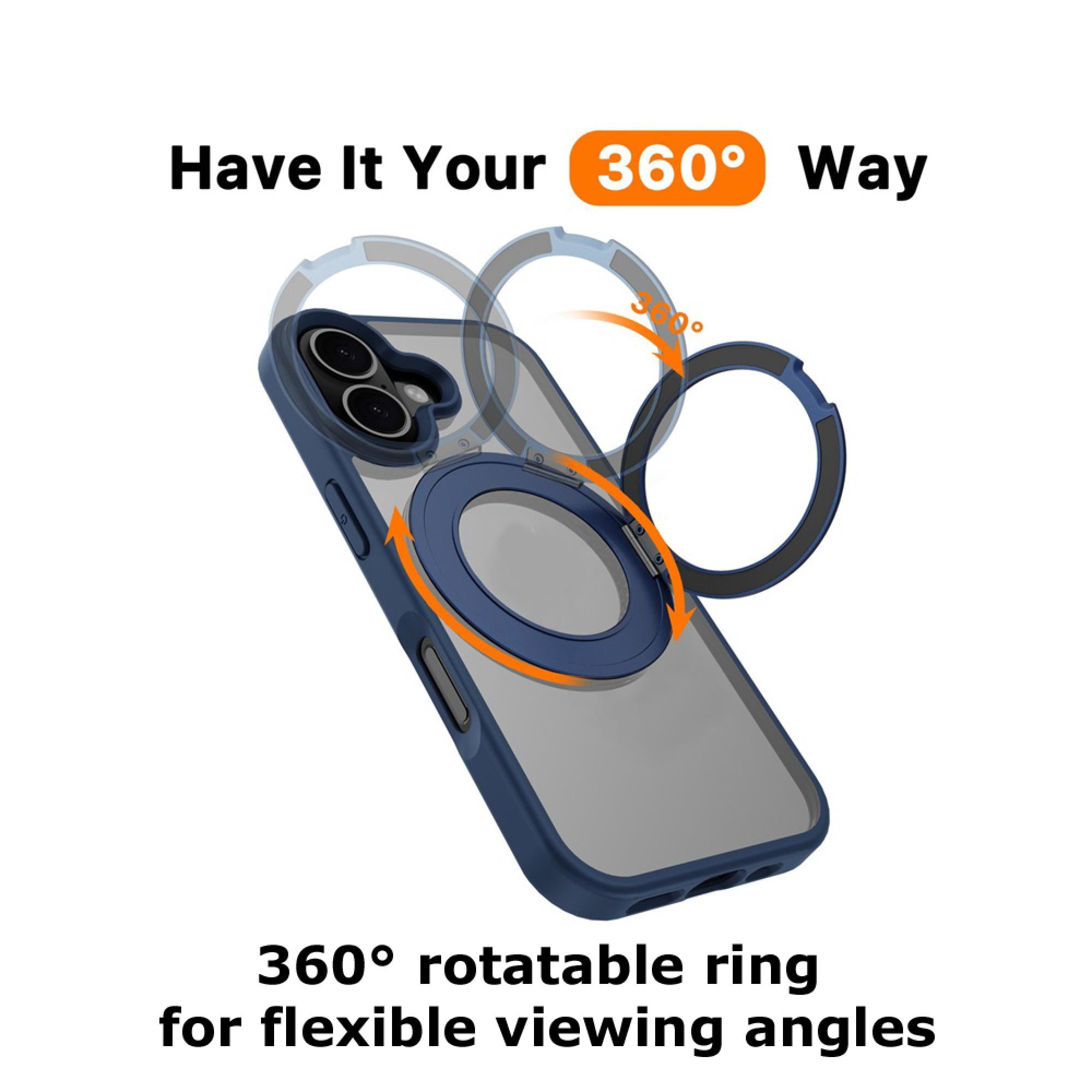 3-in-1 iPhone 17 Protection Bundle – 3-Pack Tempered Glass Screen Protectors, Camera Lens Protector & 360° Ring Stand Case
