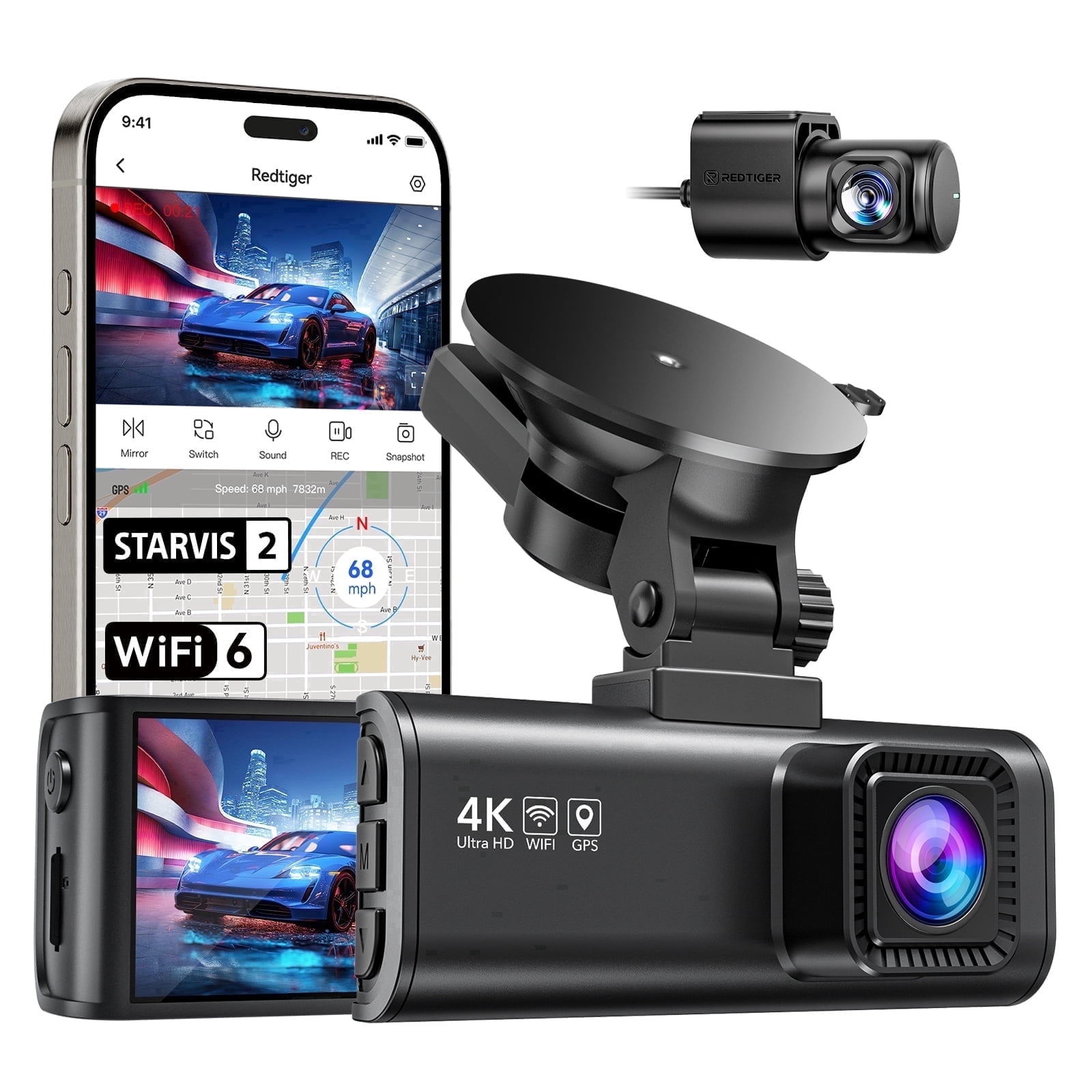 REDTIGER 4K Dual Dash Cam with WiFi and GPS photo 1