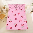 thumbnail image 5 of Manfei Kawaii Cherry Bow Queen Sheet Sets For Girls,Christmas Red Bowknot Bed Set For Kids,4-Piece, 5 of 6
