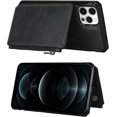 thumbnail image 4 of Wallet Case with Card Holder for iPhone 12 Pro Max,RFID Blocking Luxury PU Leather Kickstand Card Slots,Magnetic Clasp and Wrist Strap Zipper Pocket Flip Case for iPhone 12 Pro Max 6.7",Black, 4 of 7