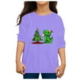 thumbnail image 4 of Curuila Toddler Boys Girls Tops Long Sleeve Christmas Cartoon Dinosaur Prints Crew Neck Autumn T Shirt Purple Size 10-11 Years, 4 of 4