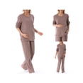 thumbnail image 2 of FOCUSNORM Women Cotton Maternity Sweatshirt Loose Solid Color Crew Neck Long Sleeve Side Zipper Pullover Tops for Fall Winter, 2 of 6