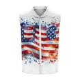 thumbnail image 4 of Elvqul Collar Shirts for Men Patriotic Fourth of July Independence Summer Sleeveless T-Shirts Fashion Red Mens Shirts Button up, 4 of 5