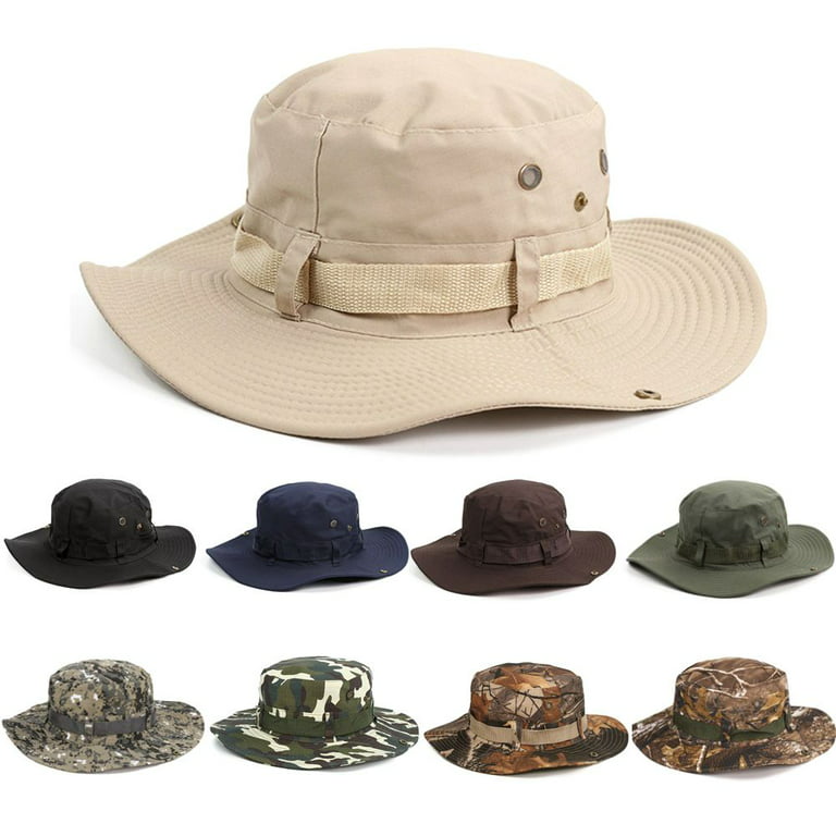 Outdoor Jungle Hat Wide Brim Hiking Men's Bucket Hats Sun Hat Fishing Cap  Military Boonie Hat COLOR G 