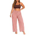 thumbnail image 2 of Asxite Plus Size Womens Pajamas Pants High Waist Striped Seersucker Wide Leg Loose Sleepwear, 2 of 5