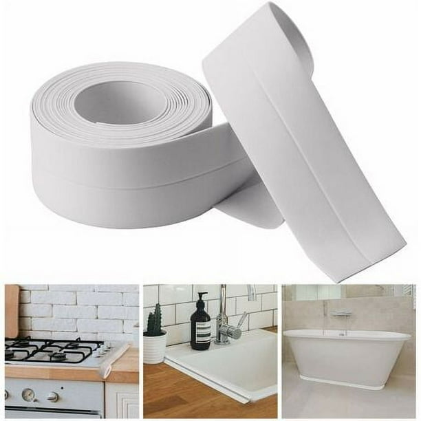 Tira de sellado para bañera y cocina, tira de sellado autoadhesiva de PVC para bañera y pared, cinta de sellado, sellador para azulejos de ducha (blanco)
