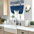 thumbnail image 5 of Navy Blue Boho Balloon Curtains 63 Inch Length for Living Room/Bedroom, Vintage Ethnic Tribe Abstract Art Rod Pocket Privacy Door Curtains Decorative Tie Up Shade for Window 52"x63", 5 of 8