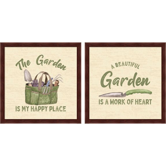 Great Art Now In My Garden D by Tara Reed, 2 Piece Framed Art Set Each 13.25"W x 13.25"H