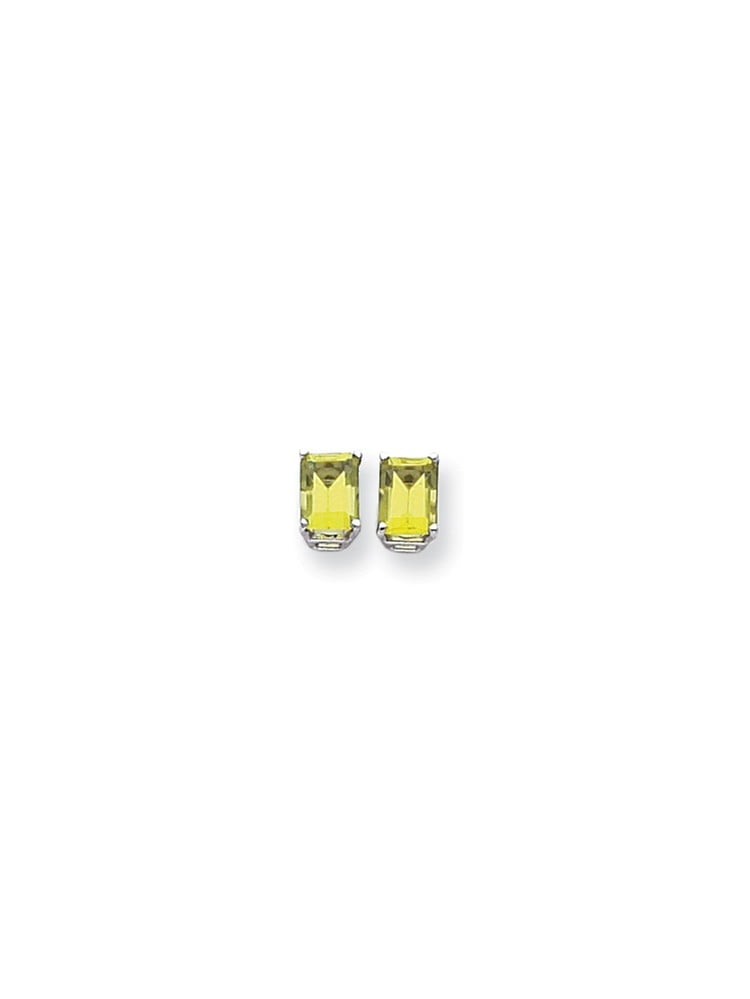14k White Gold 7x5mm Green Peridot Post Stud Earrings Birthstone August Gemstone Fine Jewelry For Women Gifts For Her 