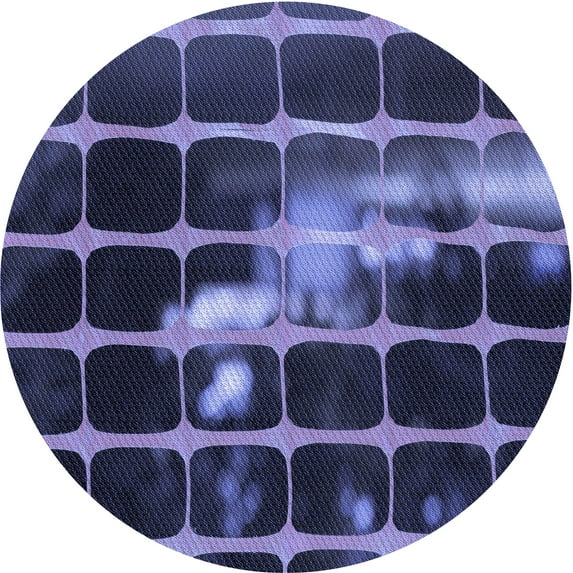 Ahgly Company Machine Washable Indoor Round Transitional Medium Slate Blue Area Rugs, 5' Round