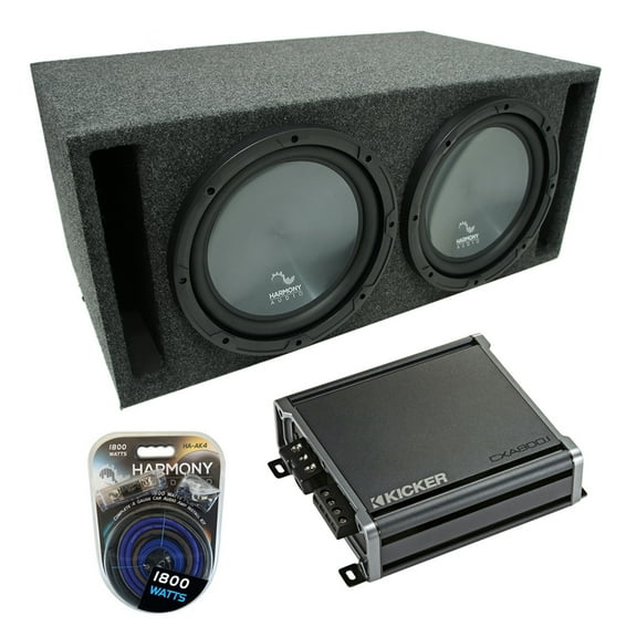 Universal Car Stereo Slotted S Port Dual 10" Harmony R104 Sub Box & CXA800.1