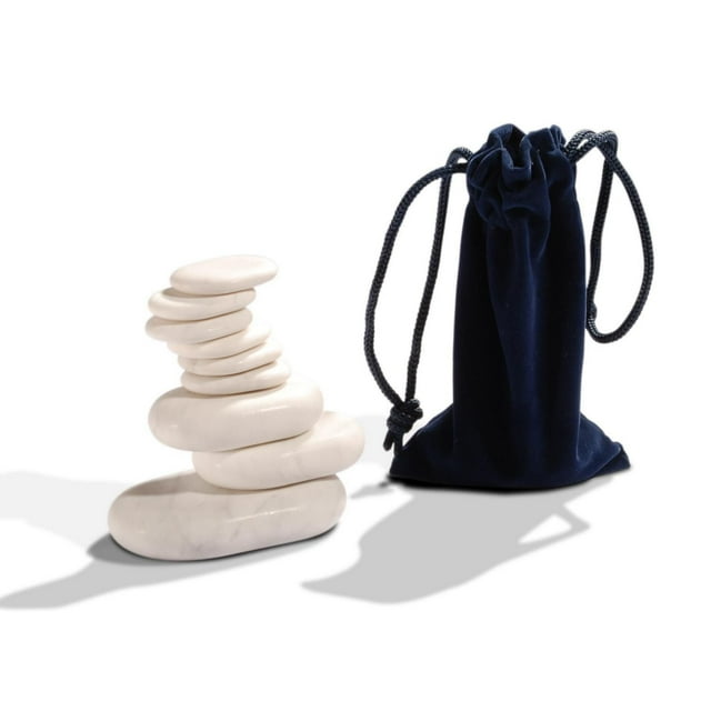 Master Massage Ensemble de 9 pièces de pierres paquet de marbre blanc
