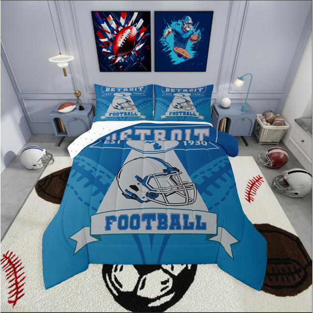 Erosebridal Ensemble de Literie Imprimé Football pour Lit Simple, Thème Sportif, Couette pour Enfants et Adolescents, Réversible, Légère, 2 Pcs