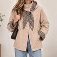thumbnail image 2 of Alkepwun Detachable Hooded Jackets for Women Plaid Lining Inside Hood and Cuffs Zip Up Snap Button Loose Fit Casual Jacket with Pockets for Daily Wear Outdoor Activities, 2 of 7