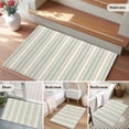 thumbnail image 5 of Area Rug 2 x 3 Ft, Light Green Lines Indoor Accent Bathroom Rugs for Kitchen/Laundry Room, Retro Minimalist Stripes Pattern Washable Non-Slip Runner Floor Mat for Entryway, Living Room, 5 of 8