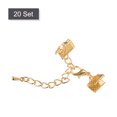 thumbnail image 3 of 20Sets Ribbon Crimp Clamp Ends with Lobster Claw Clasps & Chain 10mm Light Golden, 3 of 6