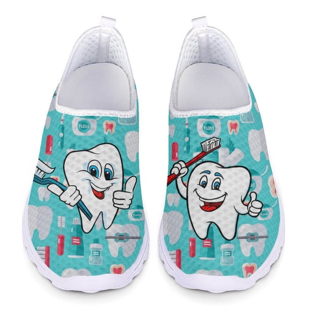 Zapatos de enfermería con dientes kawaii, dispositivos médicos dentales, diseño de marca, zapatillas transpirables, zapatos de verano ligeros y suaves sin cordones, zapatos para mujer