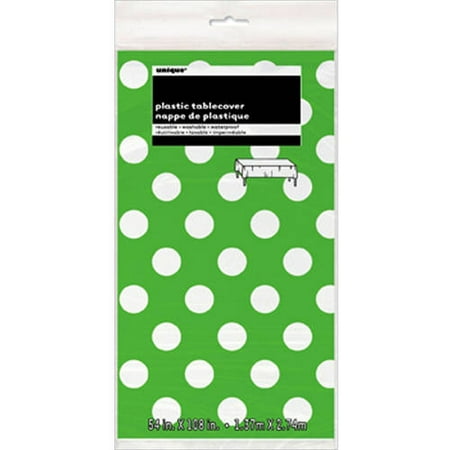 Unique Green and White Polka Dot Plastic Tablecloth, 54" x 108"