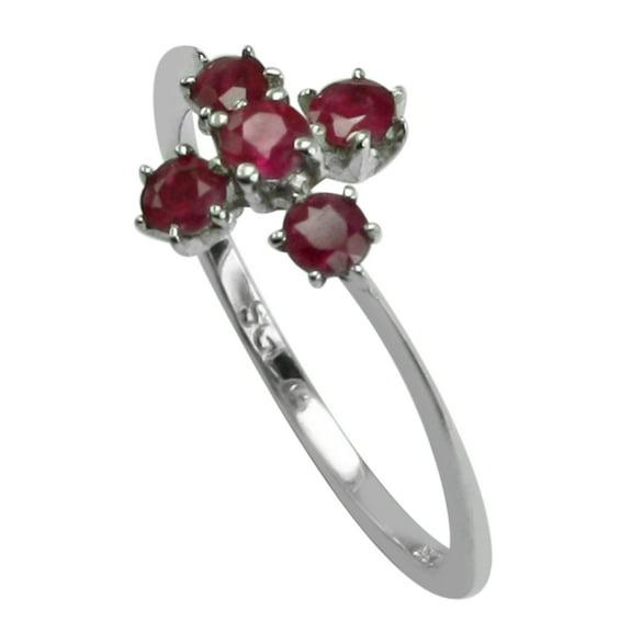 Carillon Stackable 925 Sterling Silver 0.70 Ctw Red Ruby Women Christmas Ring