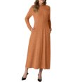 thumbnail image 4 of Cueply Dresses for Women Casual Long Sleeve Fall Spring Mock Neck Pullover Long Dresses with Pockets, 4 of 6